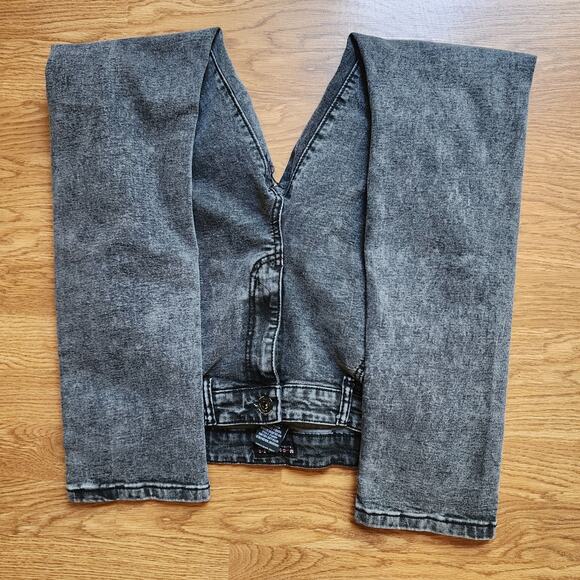 M Society Politically Incorrect Jeans Mens Size 34x32 Black Distressed Patched - Picture 8 of 12